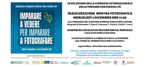 “Imparare a vedere per imparare a fotografare”: nuovo allestimento della mostra in Assemblea legislativa RER. Vernice il 3 dicembre 2025 per la Giornata internazionale delle persone con disabilità